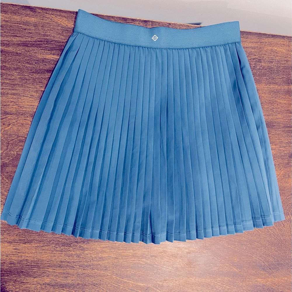 Antonio Melani - Pleated Tennis High Rise Mini Skirt. Slate Blue. Small